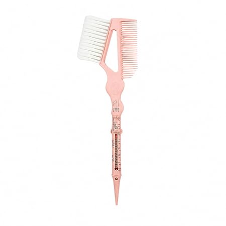 Hair Coloring Brush Comb Applicator with Measurement Scale for Salon & Home Use (Pink)